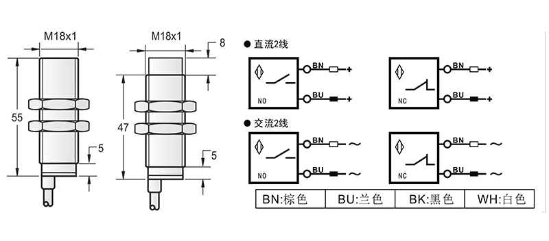 AC 2线 M18两线电感式接近开关