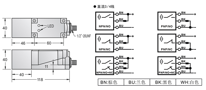 Q40接头式方形电感式接近开关