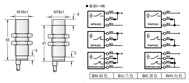 M18 模拟量电压输出接头式接近开关